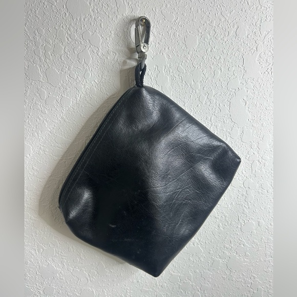 Vintage Cadillac Logo, Black Leather, Zipper, Belt Clip, Bag, Pouch, lined faux - Picture 6 of 11